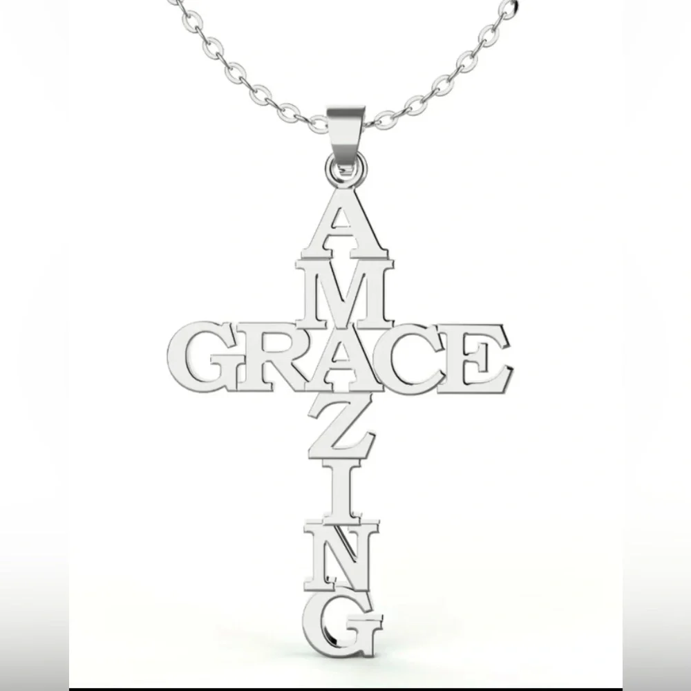 💖 5 items for $25 Sale! 💖 Amazing Grace Silver Necklace - Picture 2 of 3